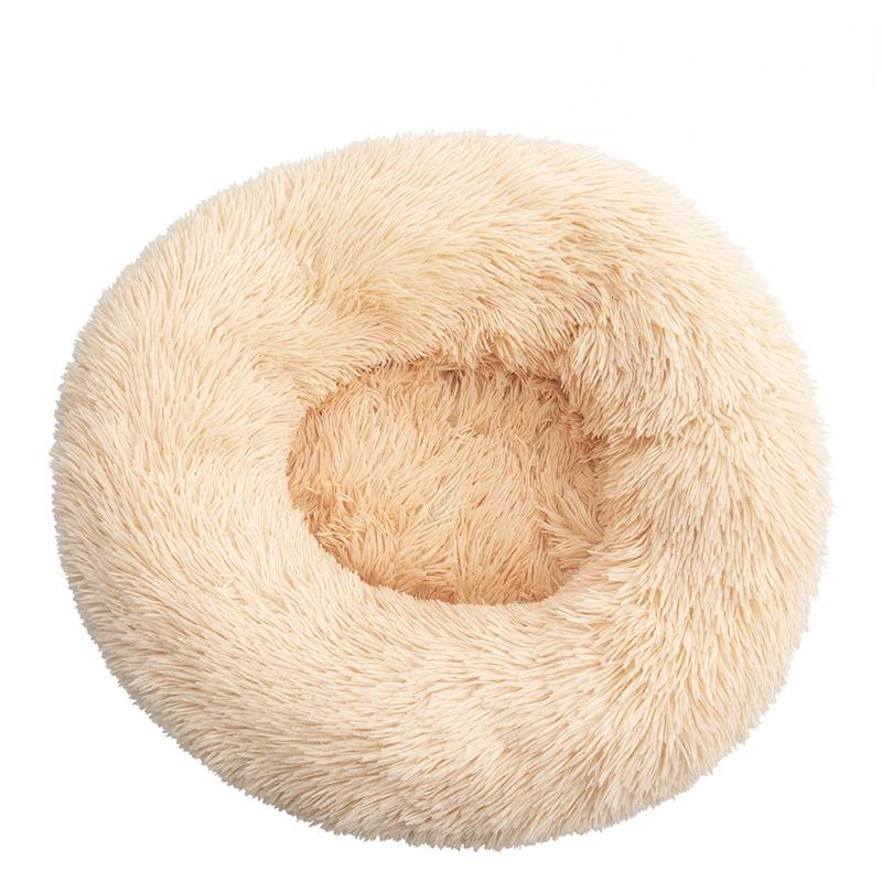 40–80 cm, rundes Haustierbett für große Hunde, superweiches Katzenbett, langes Plüsch-Hundehaus für mittelgroße Hunde, warmes Winterschlafbett Diameter 40CM apricot