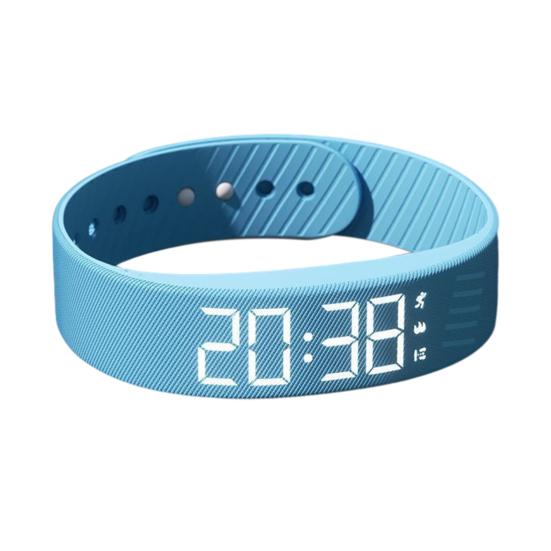 Vibrierende Alarm-Erinnerungsuhr Schüler Stiller Wecker Armband Digitale Uhr mit Schrittzähler Vibration Stoppuhr Timer für Tiefschläfer Herren blau