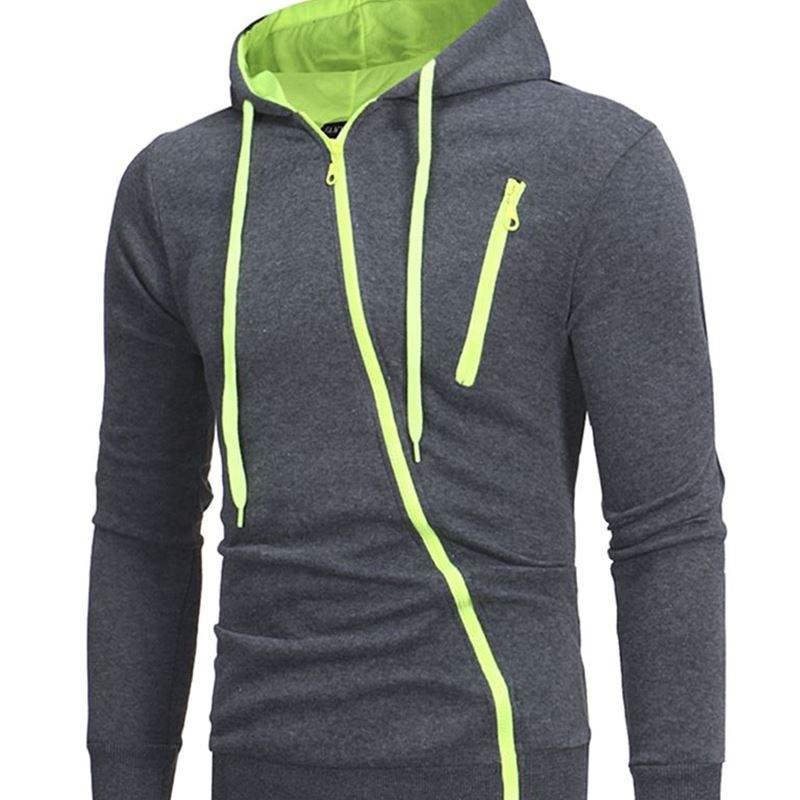 Herrenmode Oberbekleidung Täglich Casual Sport Kapuzenjacken Reißverschlussjacken XXL dunkelgrau