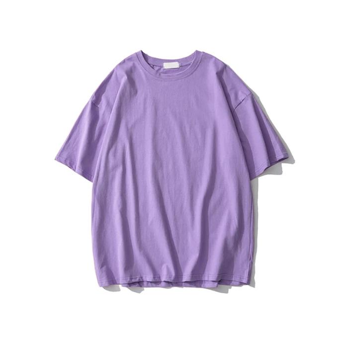 Sommer solide reine Baumwolle T-Shirts Frauen Harajuku Übergroßen Kurzarm y2k Tops Unisex Koreanische Streetwear Casual Basic T-Shirt Weibliche Gute Qualität XXL violett