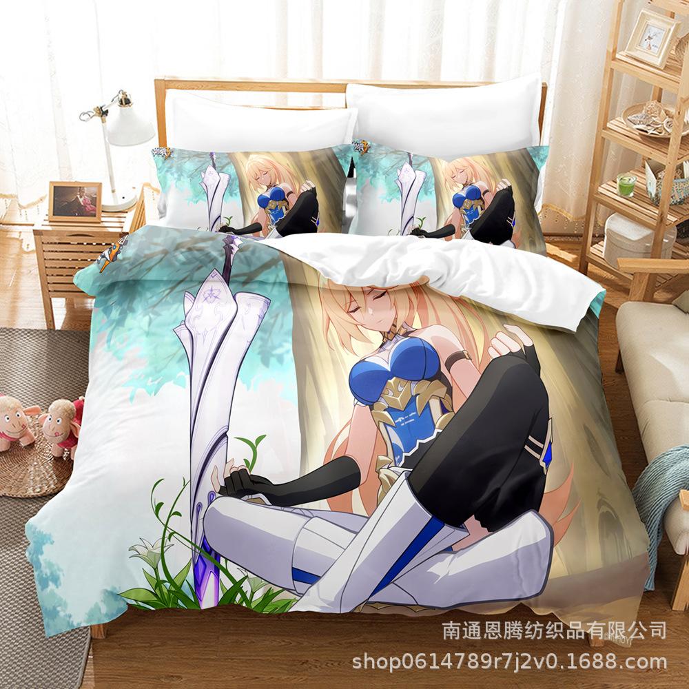 2014 Honkai Impact 3 Bettwäsche-Set, Einzelbett, Doppelbett, Queen-Size-Bett, King-Size-Bett, Kawaii-Bettwäsche für Mädchen, Teenager-Schlafzimmer, Bettbezug-Sets, 3D-Druck EU single(135x200cm)