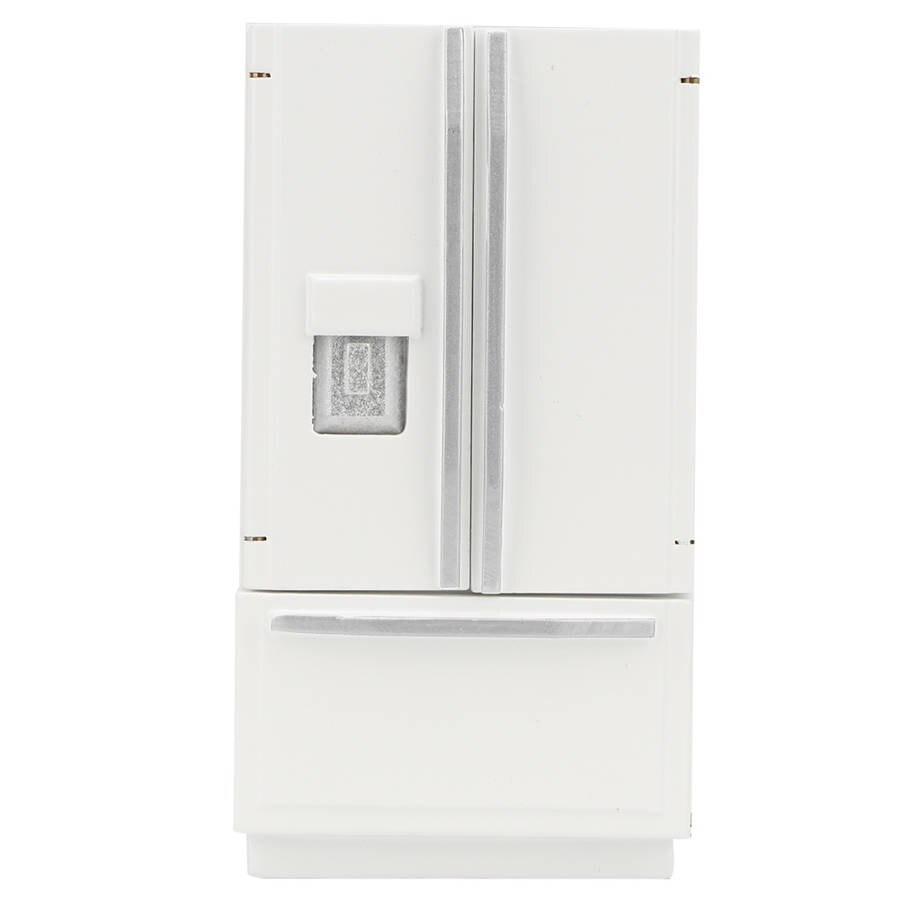 1/12 Puppenhaus Miniatur Küche Weißer Holz Kühlschrank Gefrierschrank für Puppen Schlafzimmer Wohnzimmer Zubehör Kinderspielzeug weiß