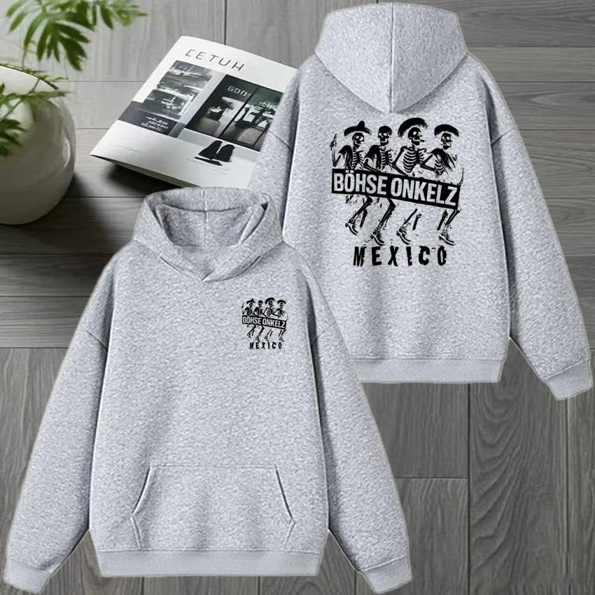 Rockband Böhse Onkelz Tour 2026 Beidseitiger Druck Winter Hoodies Herren Damen Vintage Hip Hop Streetwear Unisex Fleece Sweatshirt XL weiß