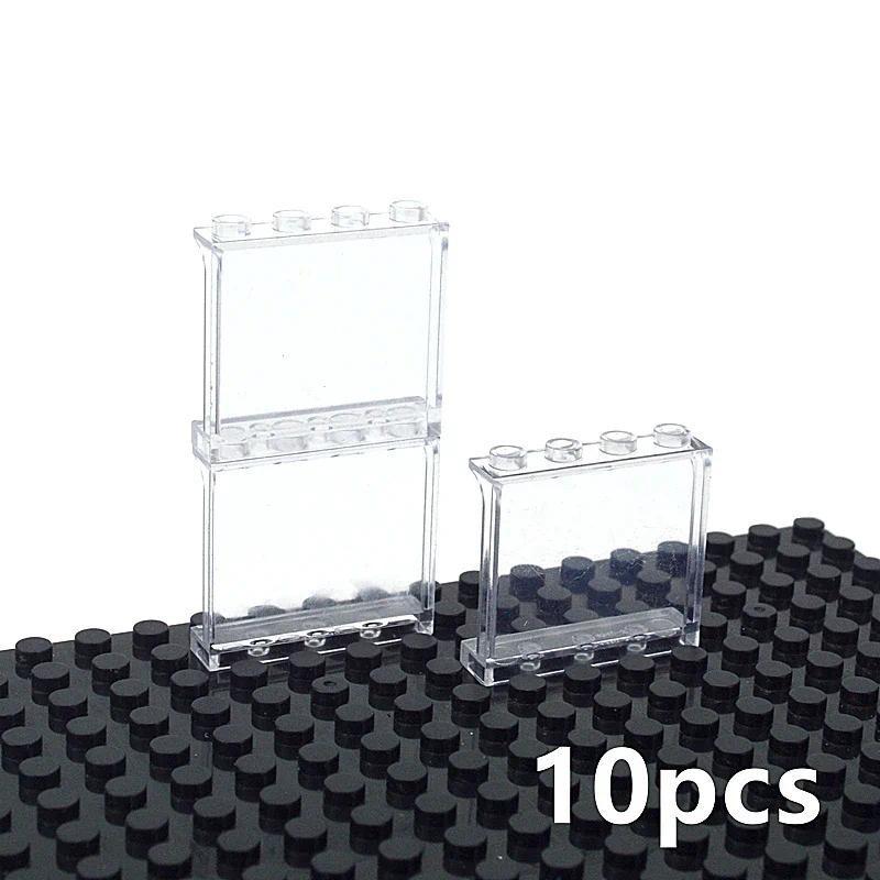 10PCS MOC Transparent Panel 1x4x3 Punkte Fenster Wand Haus Bau Zubehör DIY Haus Ziegel Spielzeug Teile Kompatibel 60581 87544