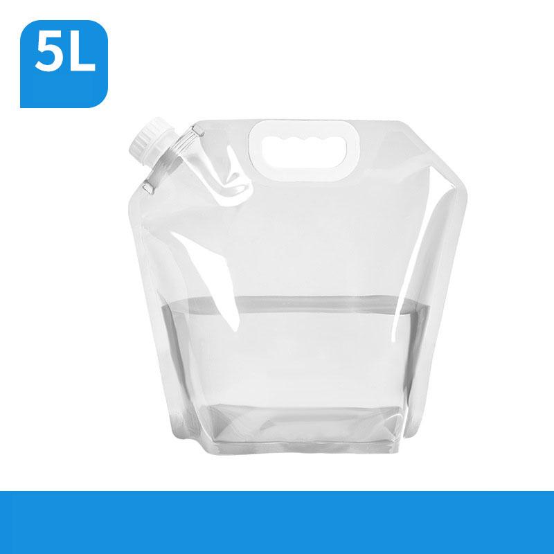 Outdoor-Trinkwasserbeutel, lebensmittelecht, faltbar, tragbar, zum Wandern, Aufbewahrungsbeutel, große Kapazität, Camping-Saugnapfbeutel 5L transparent