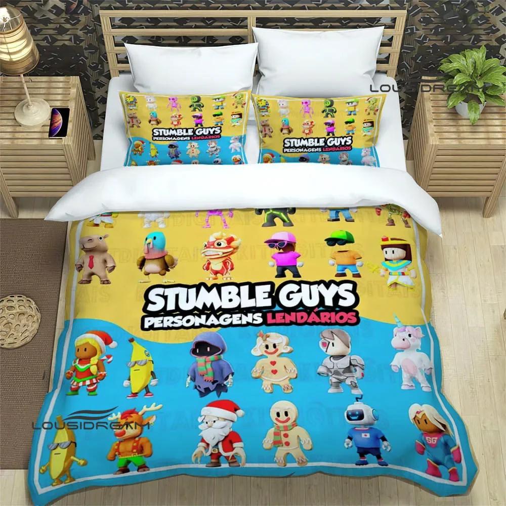 3D Spiel Cartoon Stumble-guys Bettwäschesets Exquisites Bettzubehör Set Bettbezug Steppdecke Set Luxus Geburtstagsgeschenk Heimtextilien AU King(245*210cm)3pcs