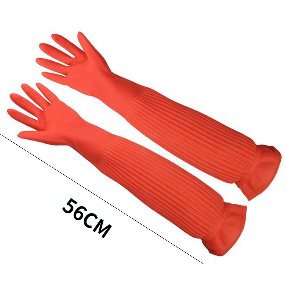 45/56cm Latex Lange Handschuhe Aquarium Fischbecken Industrielle Dicke Schutzhandschuhe Wasserdicht Gummi Latex Spülhandschuhe Dekor red