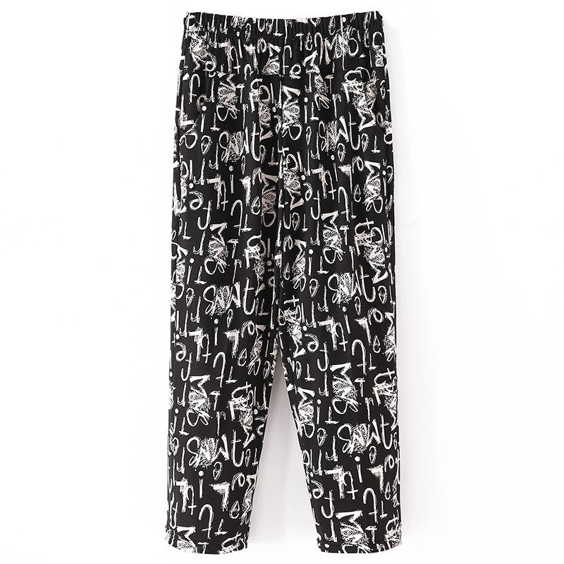 XL-8XL Damenhosen Ältere Sommerhosen Lose Neunte Hosen Gerade Hosen Mutters Blumenhosen Fette Omas Hosen 4XL
