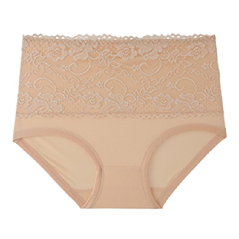 Plus-Größen 6XL, hohe Taille, Damenhöschen, Spitze, Damen-Unterwäsche, große Größe, einfarbig, hohe Taille, Dreieckshose, Unterwäsche, Slips 3XL beige