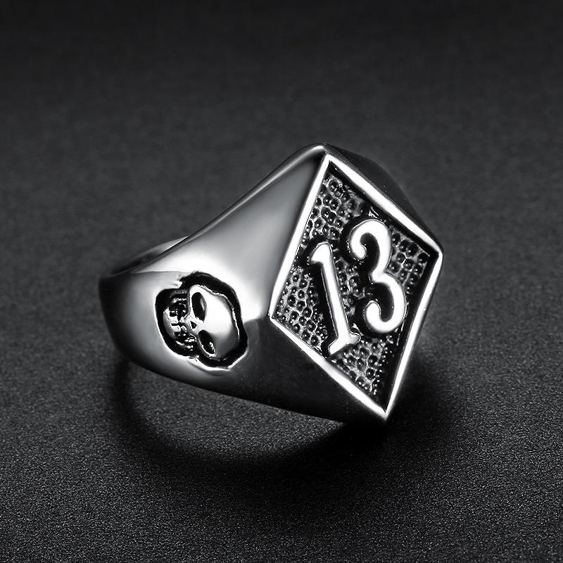 S925 silber ring klassische motorrad serie glück anzahl 13 schädel herren ring retro ring 13