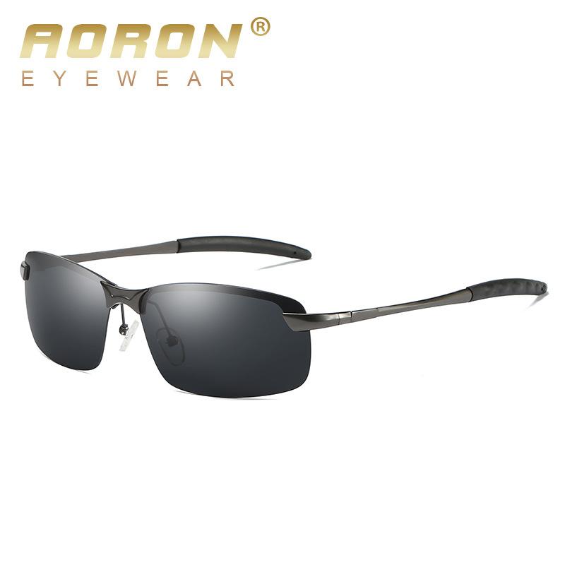 AORON Mode Herren Polarisierte Sonnenbrille Klassisches Design Vintage Schwarz Sport Laufen Vintage Pilotenbrille Autofahren Angeln schwarz/graue