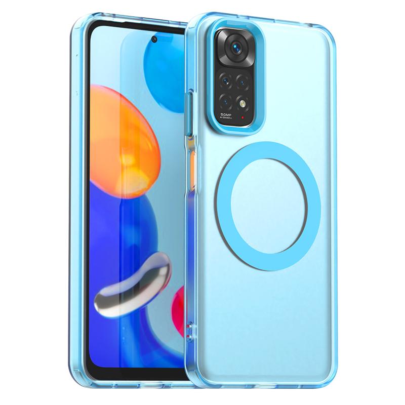 Transparente Hülle für Redmi Note 11 Hülle Redmi Note 11 11S Magnetische Adsorption Kabelloses Laden Rückseite für Redmi Note 11S Hülle Redmi Note 11 Global blau