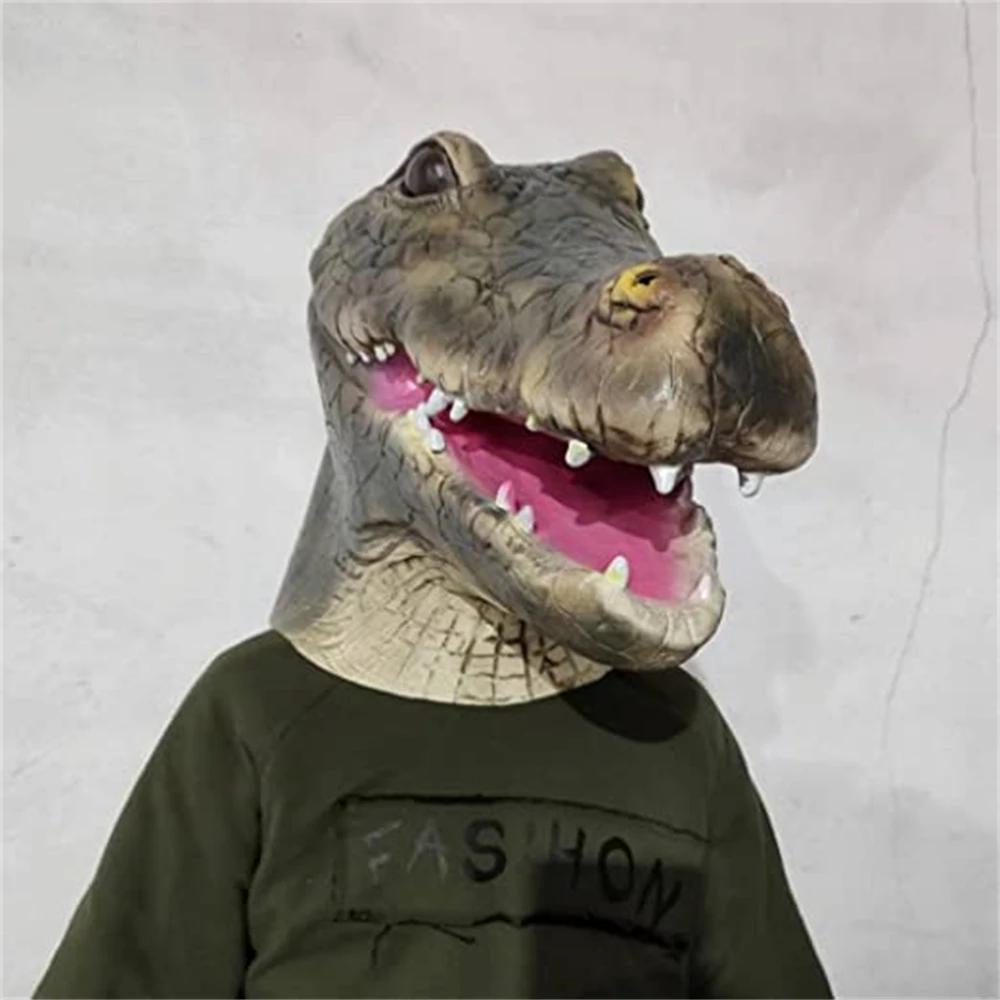 Alligator Maske Maskerade Party Erwachsene Latex Reptil Tier Vollen Kopf Helm Halloween Karneval Cosplay Krokodil Kleidung Requisiten grün