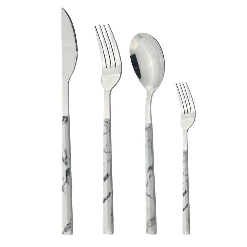 4/16 stücke Geschirr Splitter Edelstahl Set Messer Gabel Löffel Marmor Textur Home Küche Besteck Besteck Geschirr Set 1Set