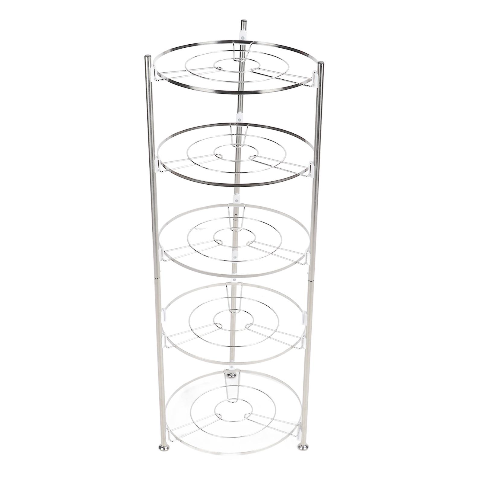 5-stöckiges Küchen-Topfregal Edelstahl Kochgeschirrständer Aufbewahrungsorganizer Mehrschichtiges Eckregal