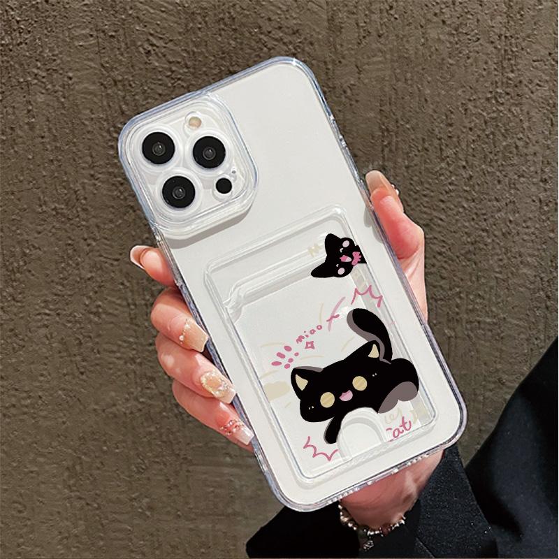 Kartenfachhalter Silikon Geldbörse Tasche Hülle Für Samsung A54 A24 Reno 12F 13F 14F Xiaomi Redmi Note 14 13 12 iPhone 13 14 16 Hülle Klarer Handy Bumper Samsung S21