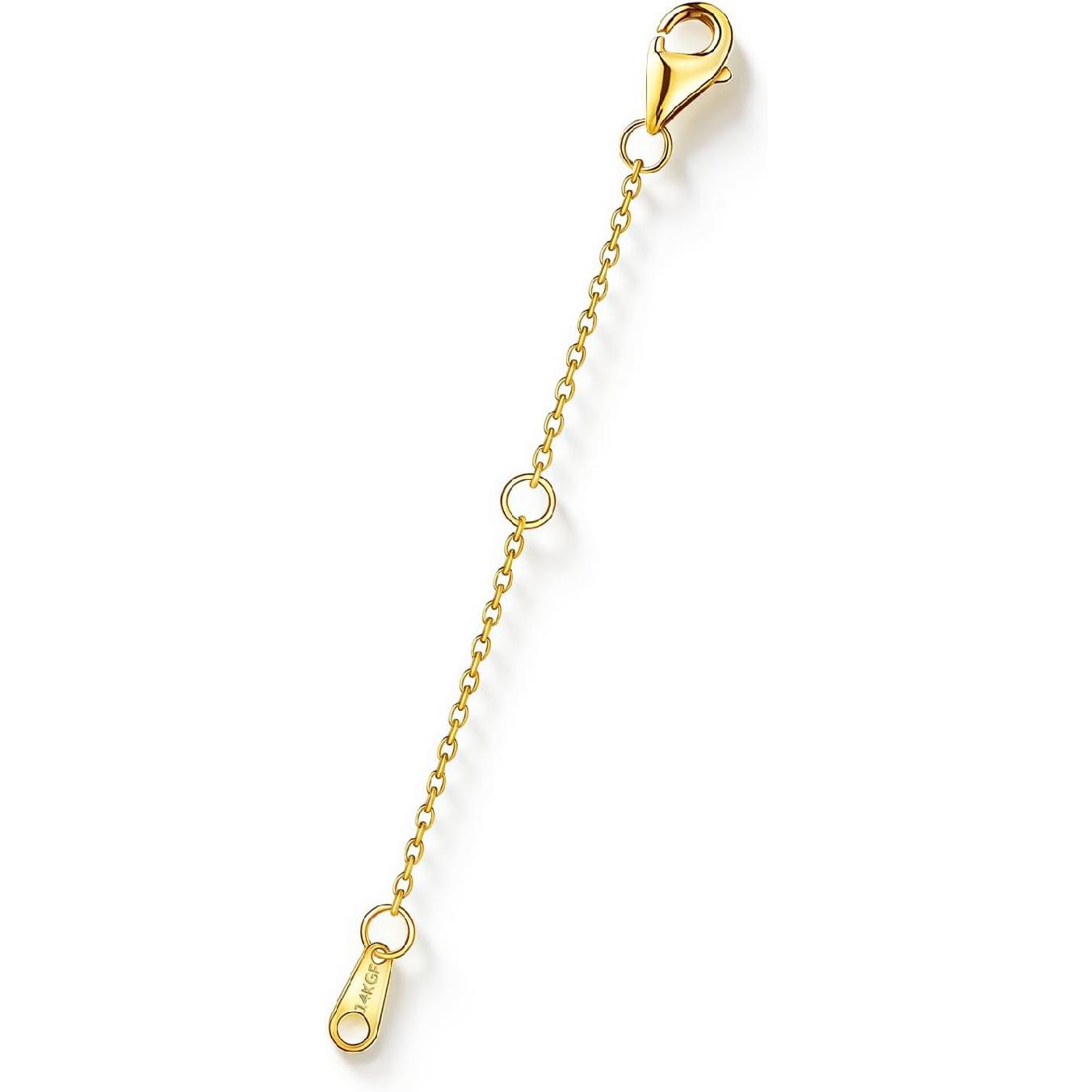 14K Gold Halskettenverlängerung für Damen, Zarte Goldarmband-Verlängerungskette, Zarte Hypoallergene Schmuck-Fußkettchen-Verlängerung mit Karabinerverschluss 2 Zoll 4in