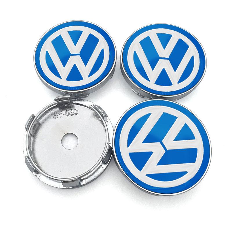 4 Stück 60MM Auto Radmitte Nabenkappe Autozubehör Für Volkswagen B5 B6 B7 T4 T5 Golf 4 5 6 7 Polo Passat Tiguan Jetta Gol blau