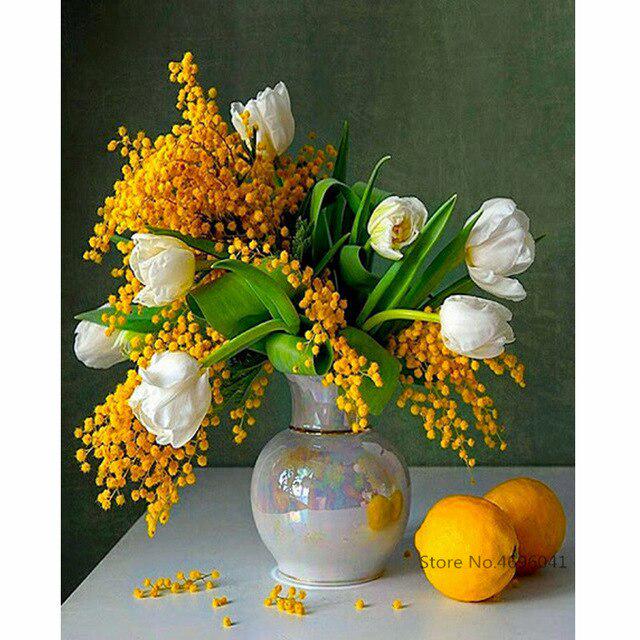 5D-Diamantgemälde zum Selbermachen, Blumen-Kreuzstich-Set, volle Diamant-Stickerei, Blumen 20X30CM