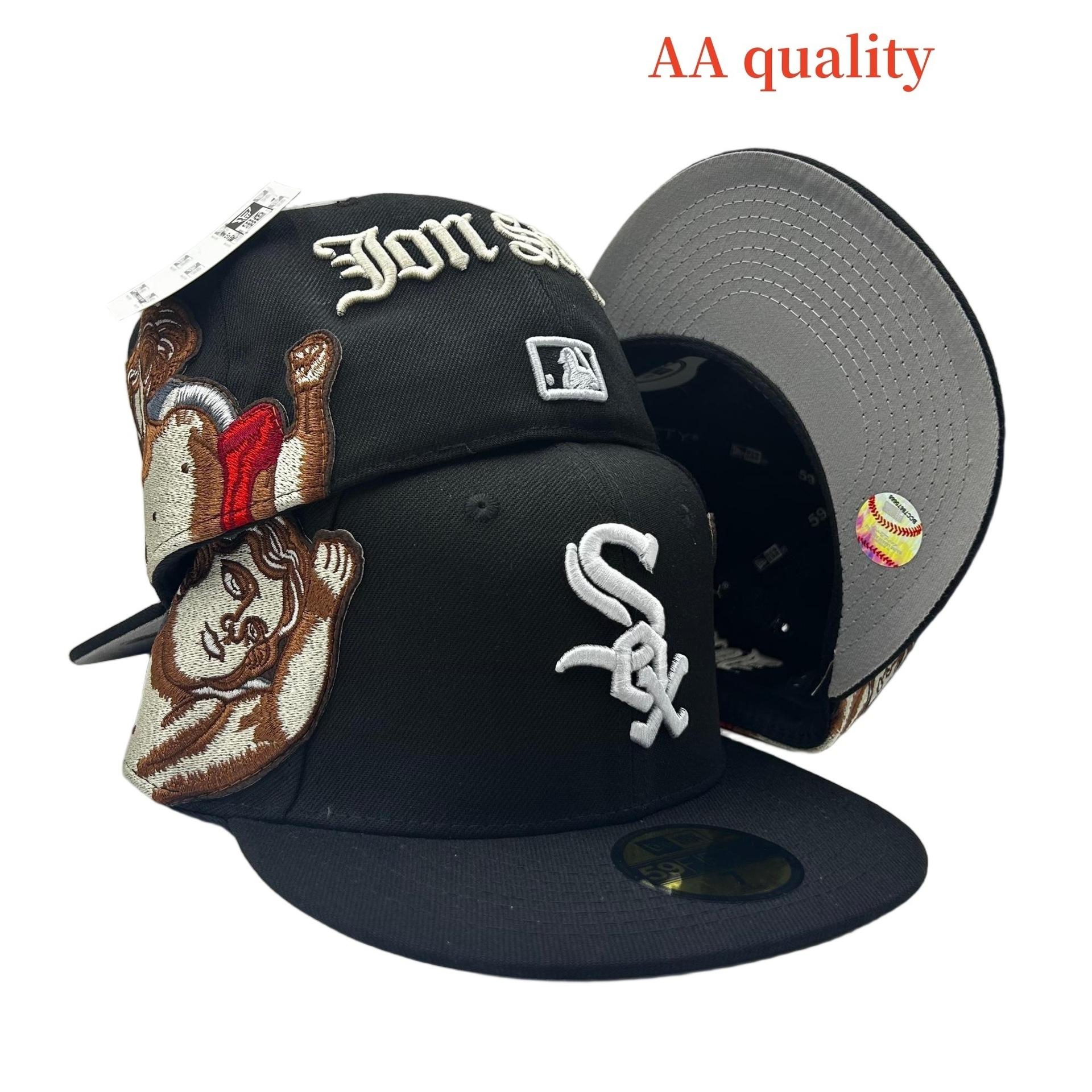 AA Fitted Kappen Jon Stan Angel Fliegende Baseballkappe 3D Stickerei Passform Kappe Größe Kappe 7#(55.8cm) black