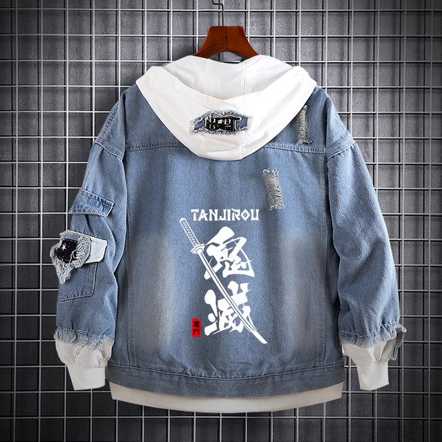 Demon Slayer Kimetsu No Yaiba Mode Hoodie Jeans Mantel Hashibira Inosuke Cosplay Männer Frauen Kapuzen Freizeitjacke Street Style Patchwork Mäntel XXXXXL