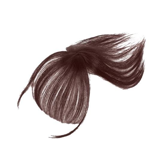 Clip-in-Pony für Damen, natürlicher, dünner französischer Pony, Hochtemperaturfaser-Stirnhaarverlängerung, schwarzbraun, gebogener Air-Pony, Fransenperücke, Haarteile dunkelbraune