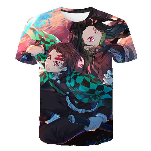 Anime Demon Slayer Kimetsu No Yaiba 3D-gedruckte T-Shirts Cosplay Sommer Kurzarm Kinderkleidung Cartoon Grafik T-Shirts XXXL