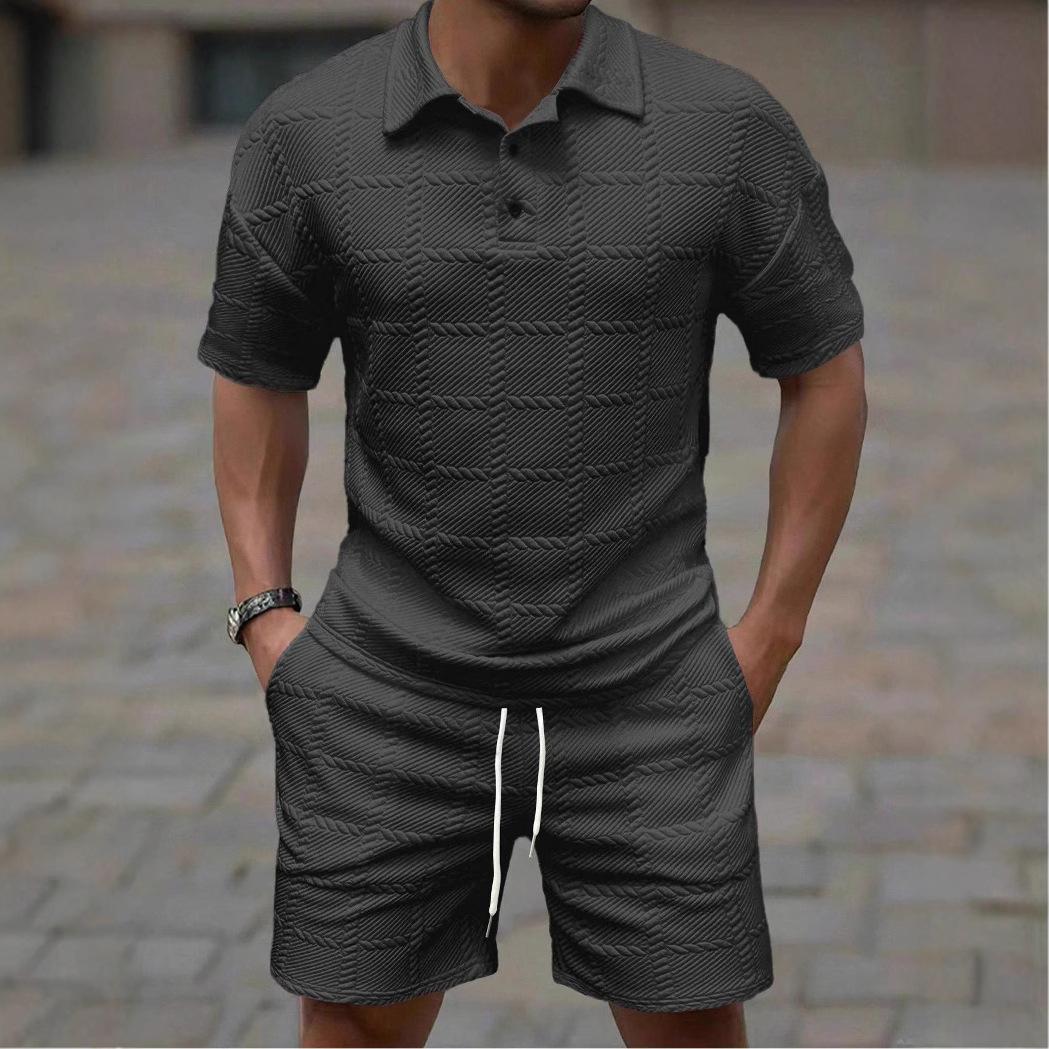 Sommer Modetrend Einfarbig Bequem Mode Leicht Lässig Herren Kurzarm Anzug Anzug für Herren XS schwarz