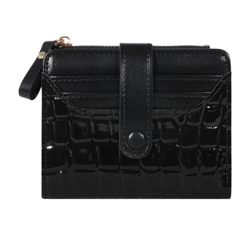 Elegante Damen-Geldbörse für mehrere Karten – Sichere Clutch mit Doppelreißverschluss | Lässige Geldbörse aus PU-Leder mit stilvoller Aufbewahrungstasche aus Krokodil-Karten black
