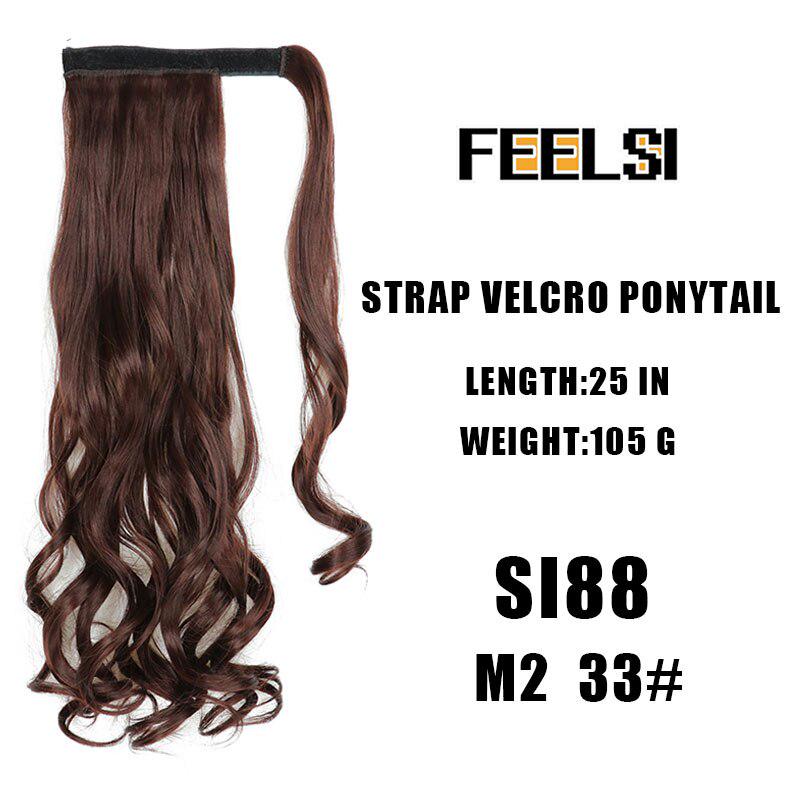 MERISIHAIR Lange, gewellte Clip-in-Pferdeschwanz-Haarverlängerung, hitzebeständig, synthetisches, natürliches Wellen-Pferdeschwanz-Kunsthaar