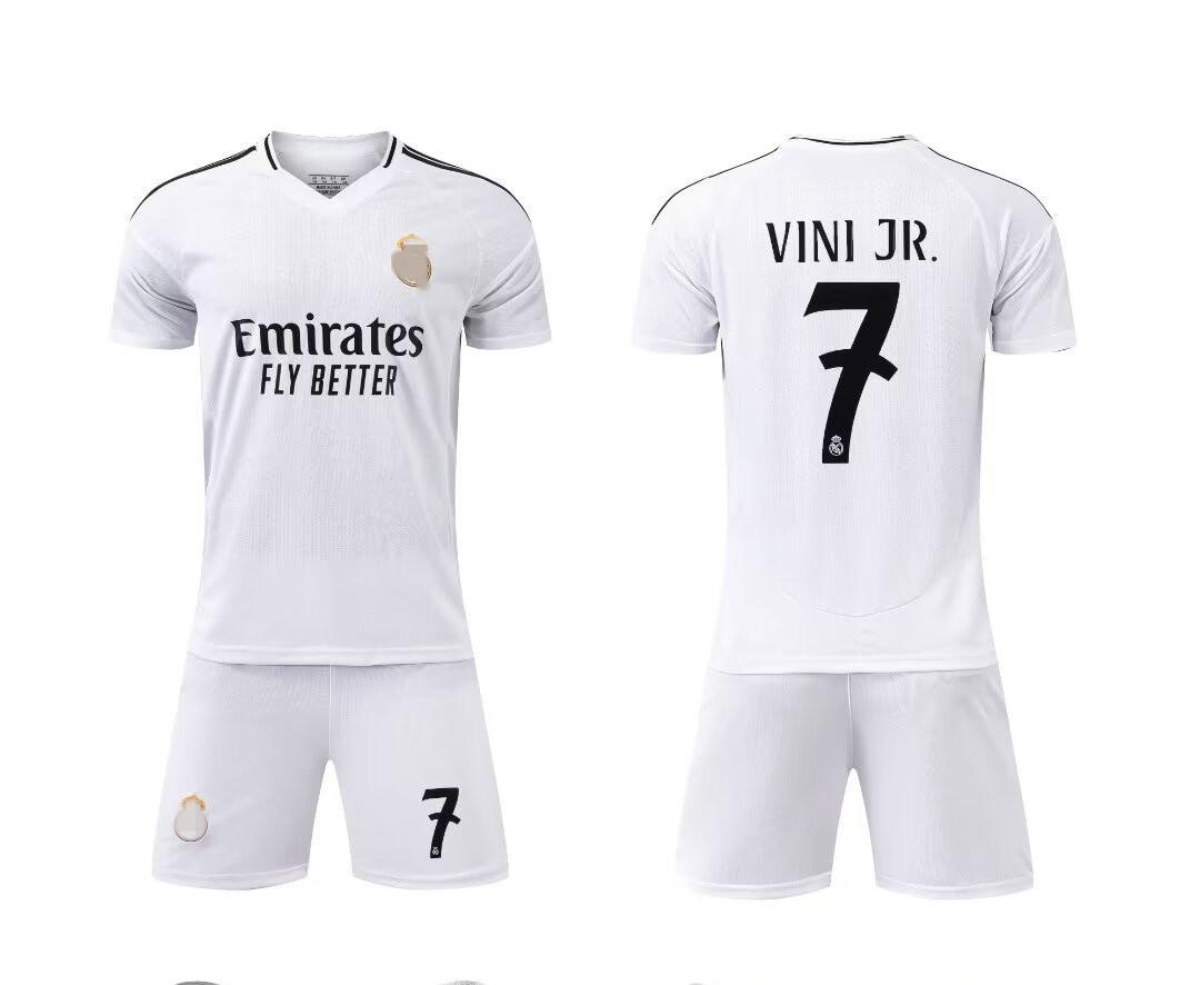 24-25 Royal M Heimplatz Weiß Nein. 7 Club Fußballtrikot Kinderkleidung Kinder Erwachsenen Set Größe 14-3XL 30 yards/160