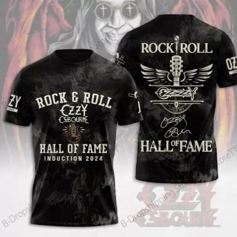 Herren T-Shirt Rockband Ozzy Osbourne 3D-Druck T-Shirt Oberteile Damen Sport Große Größe Oberteile T-Shirts Sommer T-Shirt Kinderkleidung Street L gray