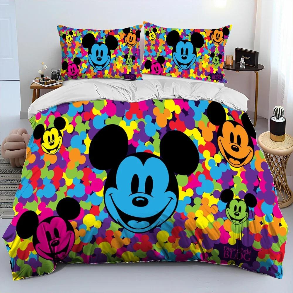 Mickey Maus Cartoon Donald Duck HD Bettdecke Bettwäsche Set Bettbezug Bett Set Steppdecke Bezug Kissenbezug Königin Bettwäsche Set Erwachsener Kind AU Queen(210*210cm)3pcs
