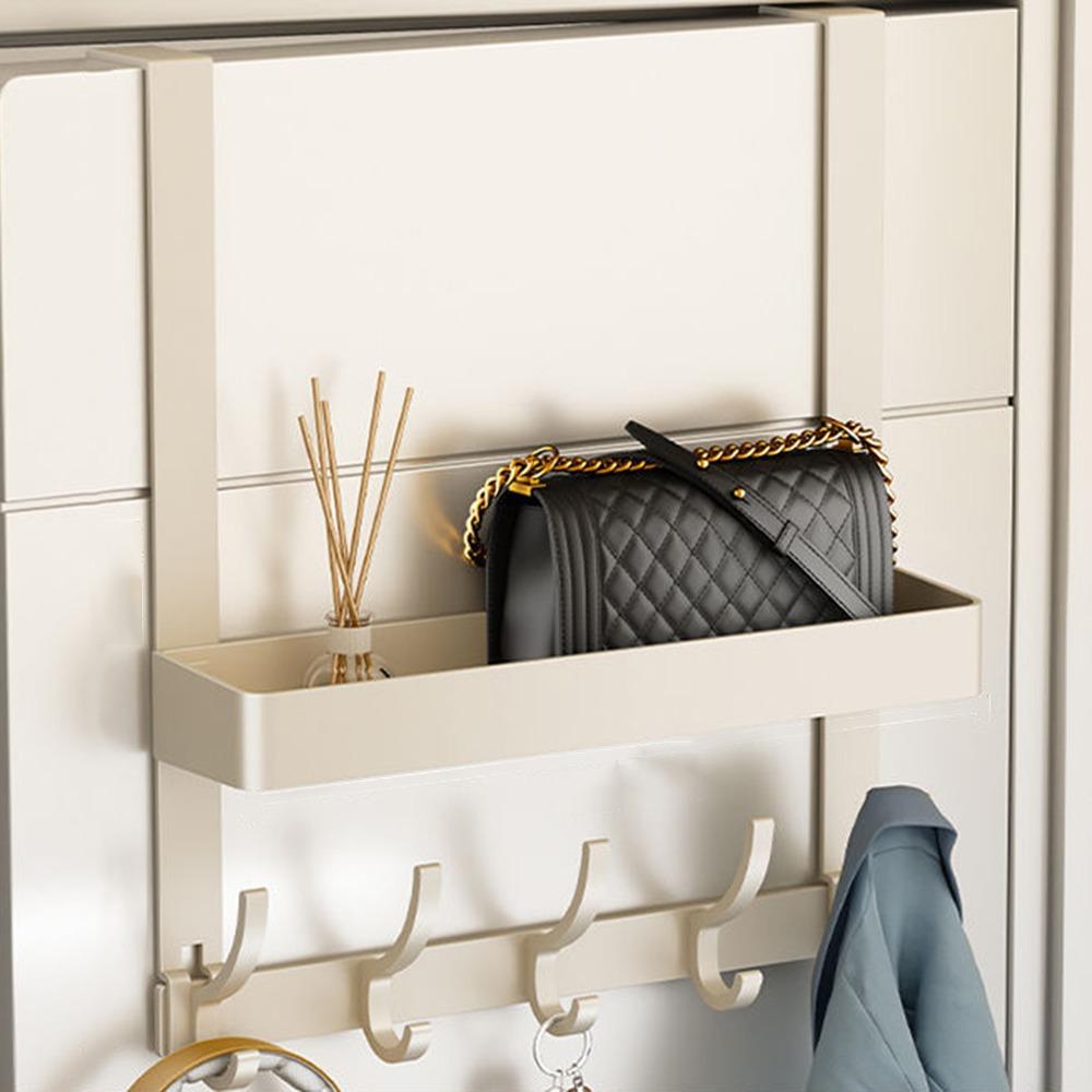 5/6/7 Haken Hinter der Tür Kleiderhaken Doppellagig Tür Kleiderbügel Tür Rückseite Lagerregal Schrank White 5 Hooks