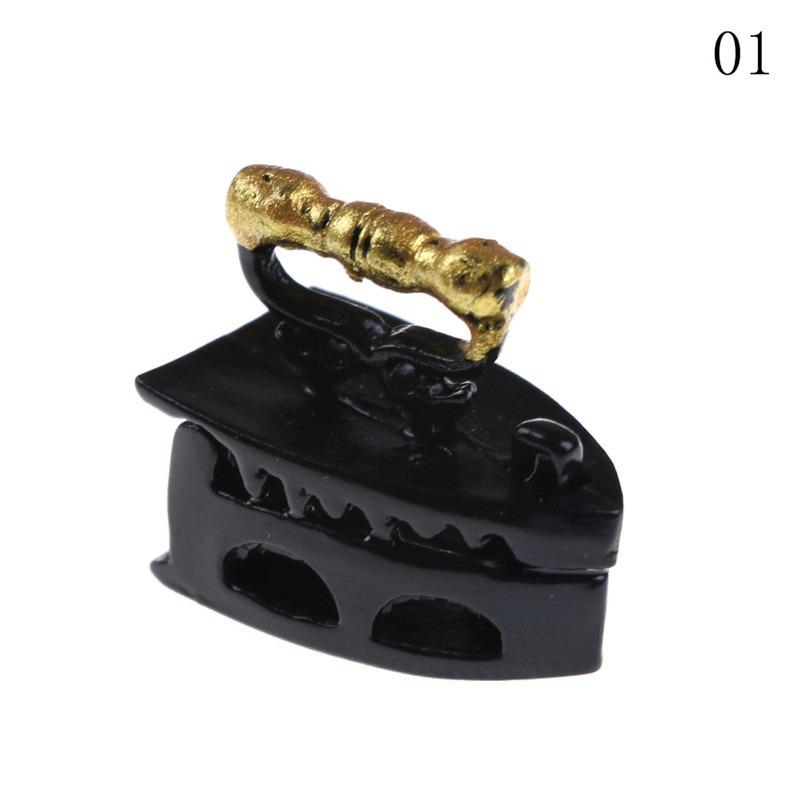 Mini Puppenhaus Miniatur 1:12 Spielzeug Vintage Metall Schwarz Eisen Kleidung Werkzeug Spielzeug Zubehör schwarz