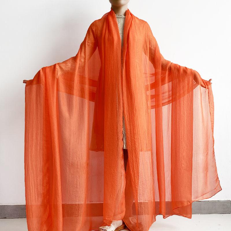 Extra großer Schal, einfarbiger Schal, Damenmode-Schal, Chiffon-Tanzschal, Sonnenschutz, Strandtuch, max. Größe ist 3*1,5m (±5-10cm Fehler) L: 1.75M * W: 0.7M orange