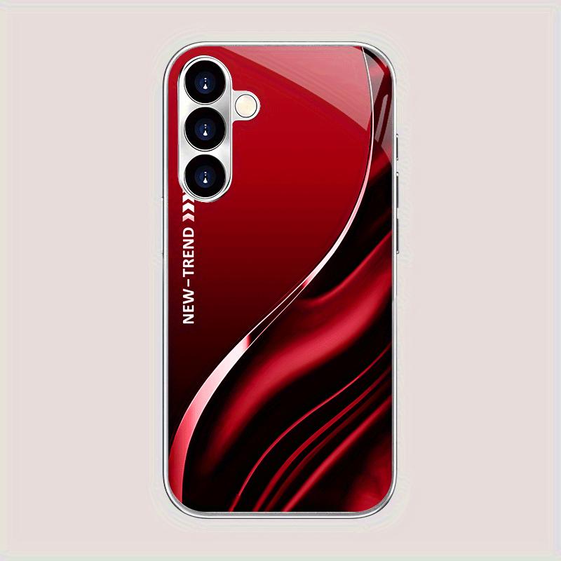 Rote gemusterte Glas-Handyhülle geeignet für Samsung Galaxy S26 S25 S24 S23 S22 S20 FE/Ultra/Plus sturzsichere Rückabdeckung Galaxy S25 Edge schwarz