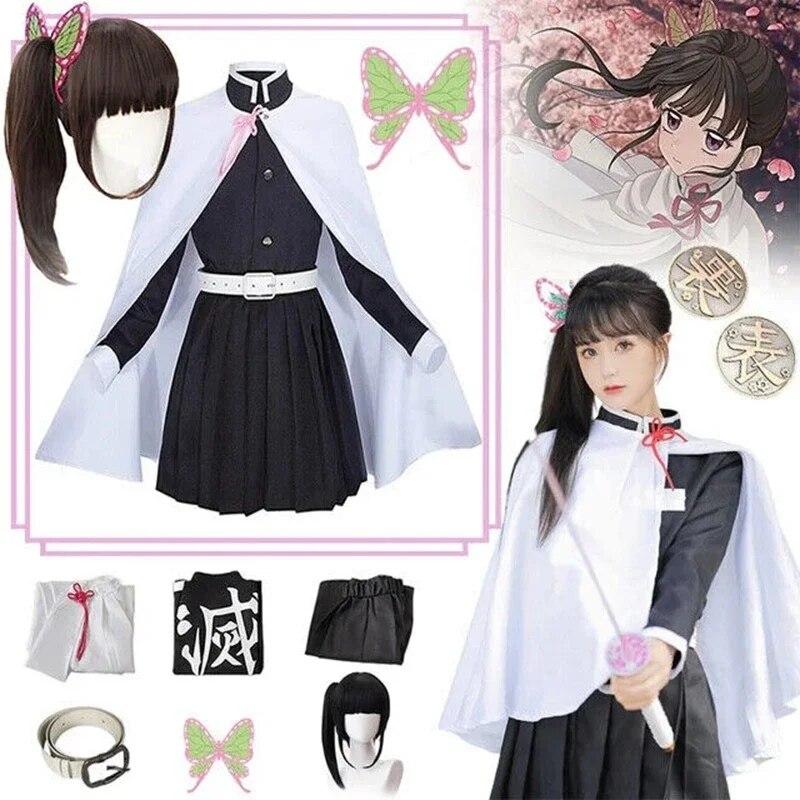 bilibili Tsuyuri Kanao Kostüm Anime Dämon Slayer Kimetsu Keine Yaiba Tsuyuri Kanao Cosplay Kostüm Uniform Frauen Kimono Haori S-(Costume+Wig)