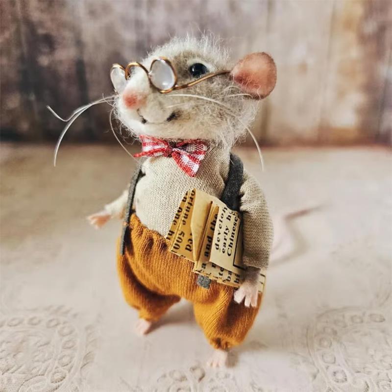 Süße Nadel gefilzt Maus Kit handgemachte Nadel Filz Mäuse Winter Weihnachten Nadel gefilzt Mäuse Weihnachten Wollfilz
