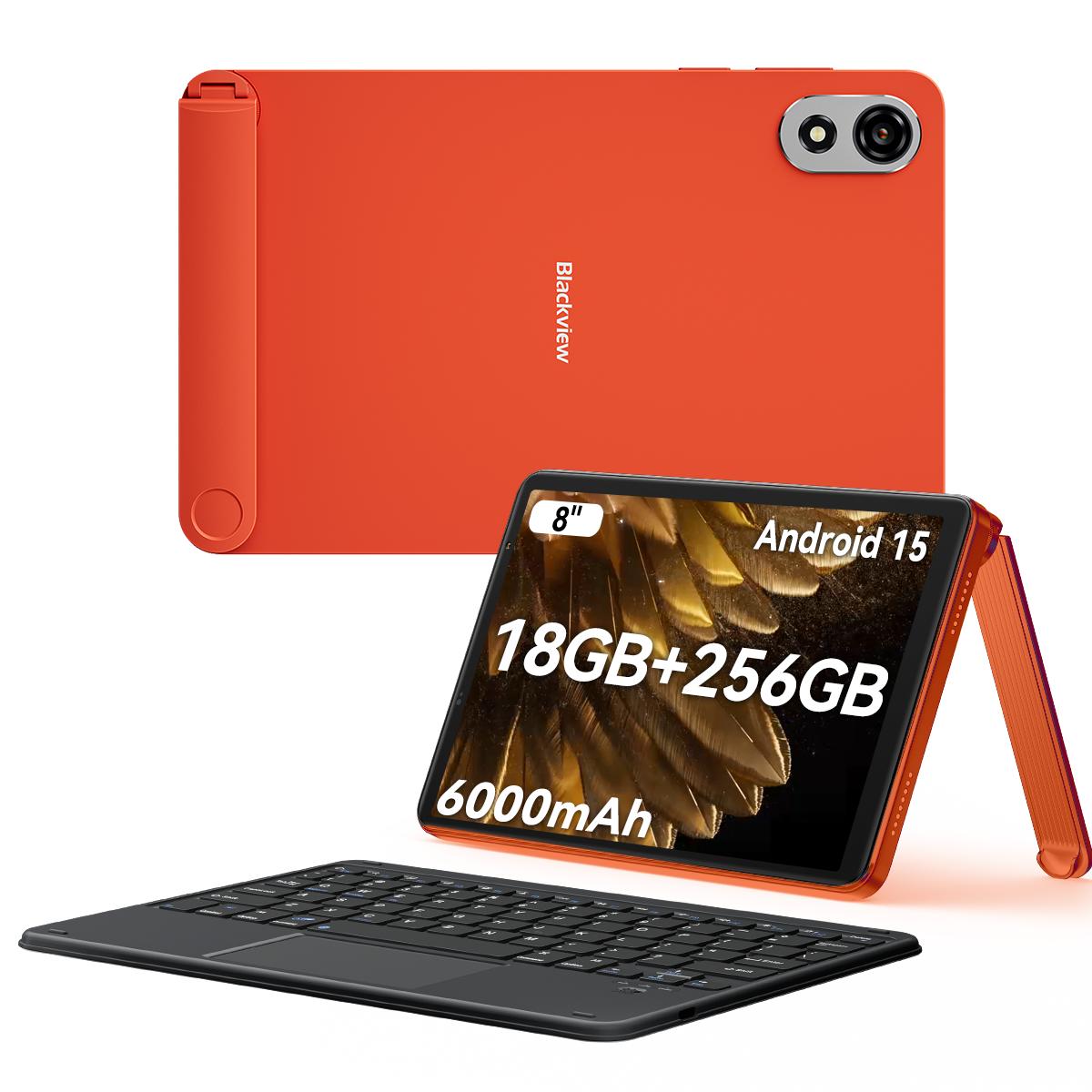 Blackview ZENO 1 8 Zoll HD-Bildschirm AI Tablet Android 15 4/6GB RAM 64/256GB ROM 6000mAh Motor 0820 Tablet 6+256 with a keyboard orange