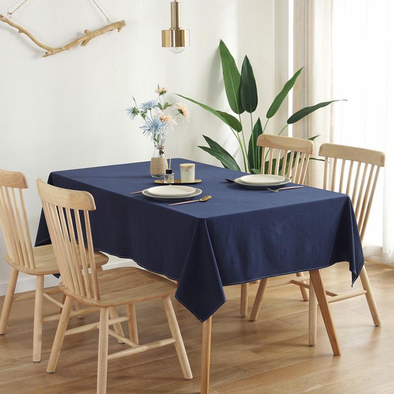 Tischdecke aus 100 % Baumwolle, einfarbig, Tischdecken in reiner Farbe für rechteckige Tischdecken, Babyparty, Küchenpartys, Weihnachtsdekoration 135X220cm navy blau