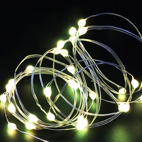 2 Stück Lichterkette für Neujahr, LED-Weihnachtslicht, wasserdicht, Kupferdraht, Lichterkette für Hochzeit, Girlande, Party, 1 m, 2 m, 3 m, 5 m, Vorhang-Licht 1M warm weiße