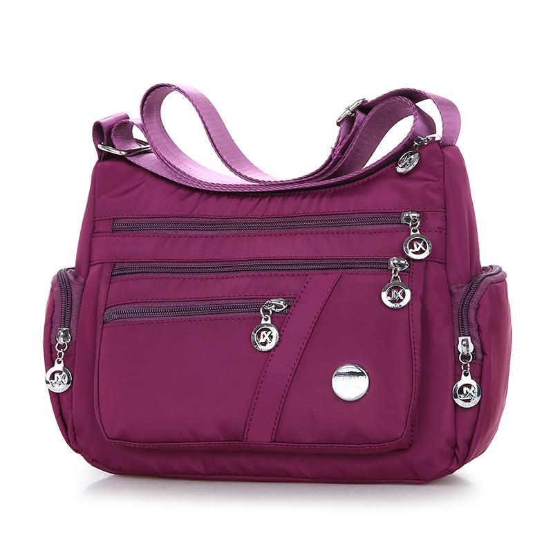 Damen wasserdichte Tasche Nylon Umhängetasche Umhängetasche Lässige Handtaschen 27*11*22cm violett