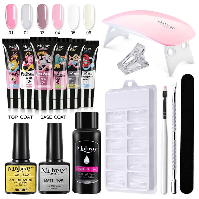 Mobray Poly-Nagel-Gel-Set, Maniküre-Set mit Lampen-Set, Polygel-Nagel-Set, UV-Lacke, Hybrid für Nägel, Acryl-Gel-Set