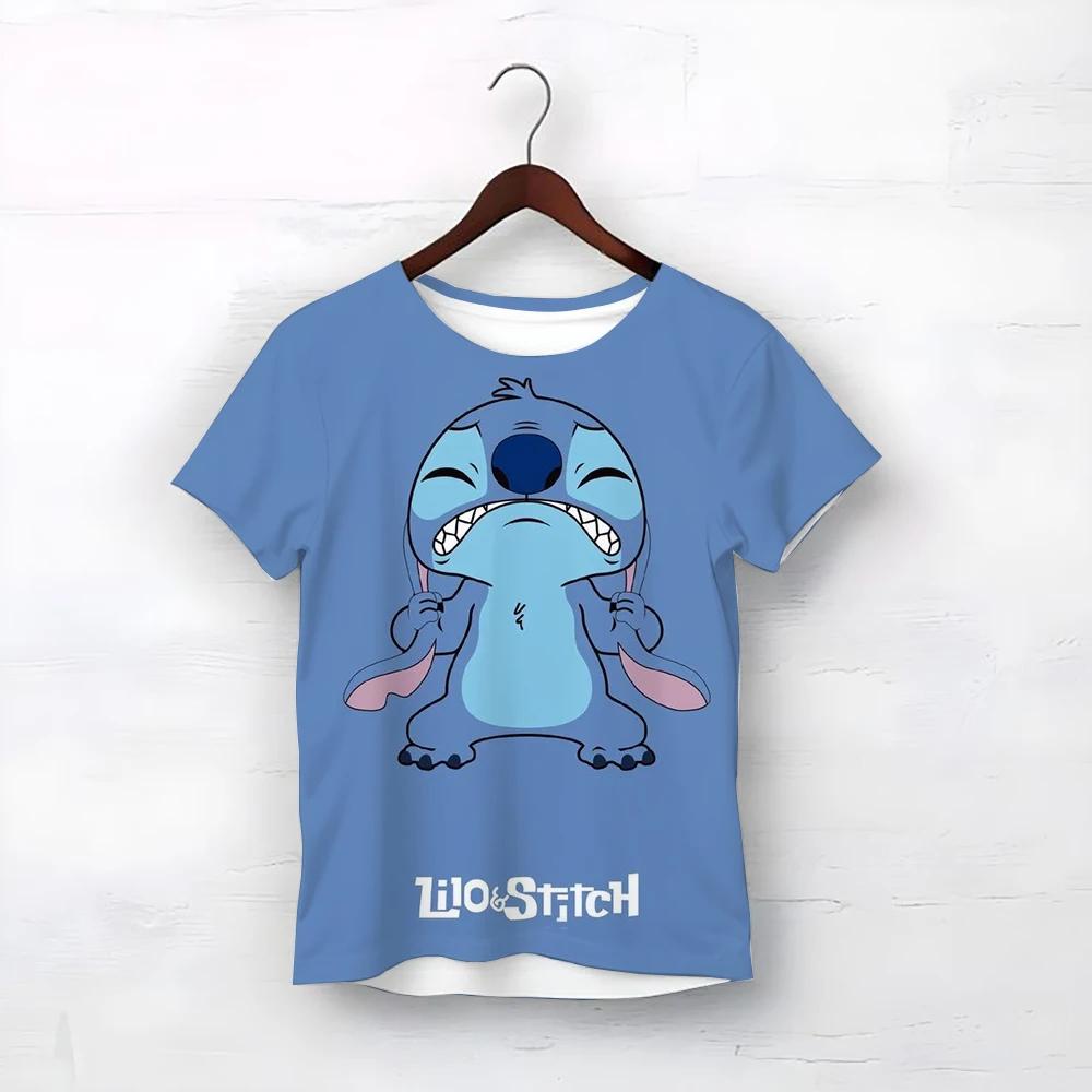 MINISO Disney Cartoon Niedlicher Stitch-Druck Babykleidung 3 bis 14 Jahre Männlich Outdoor-Kleidung Jungenkleidung Mädchen T-Shirt Teen Top Shirts 110