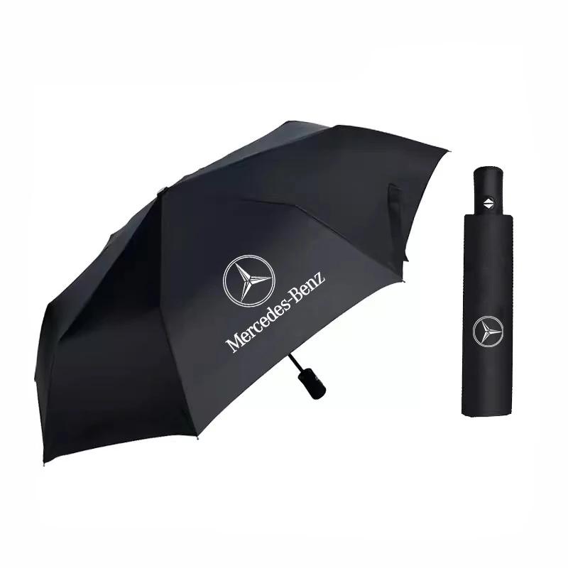 GLC GLB 12-Rippen Automatischer Regenschirm UV-beständig Sonnenschirm Auto-Emblem Regenschirm Für Mercedes Benz AMG W204 W205 W203 W211 W212 W21