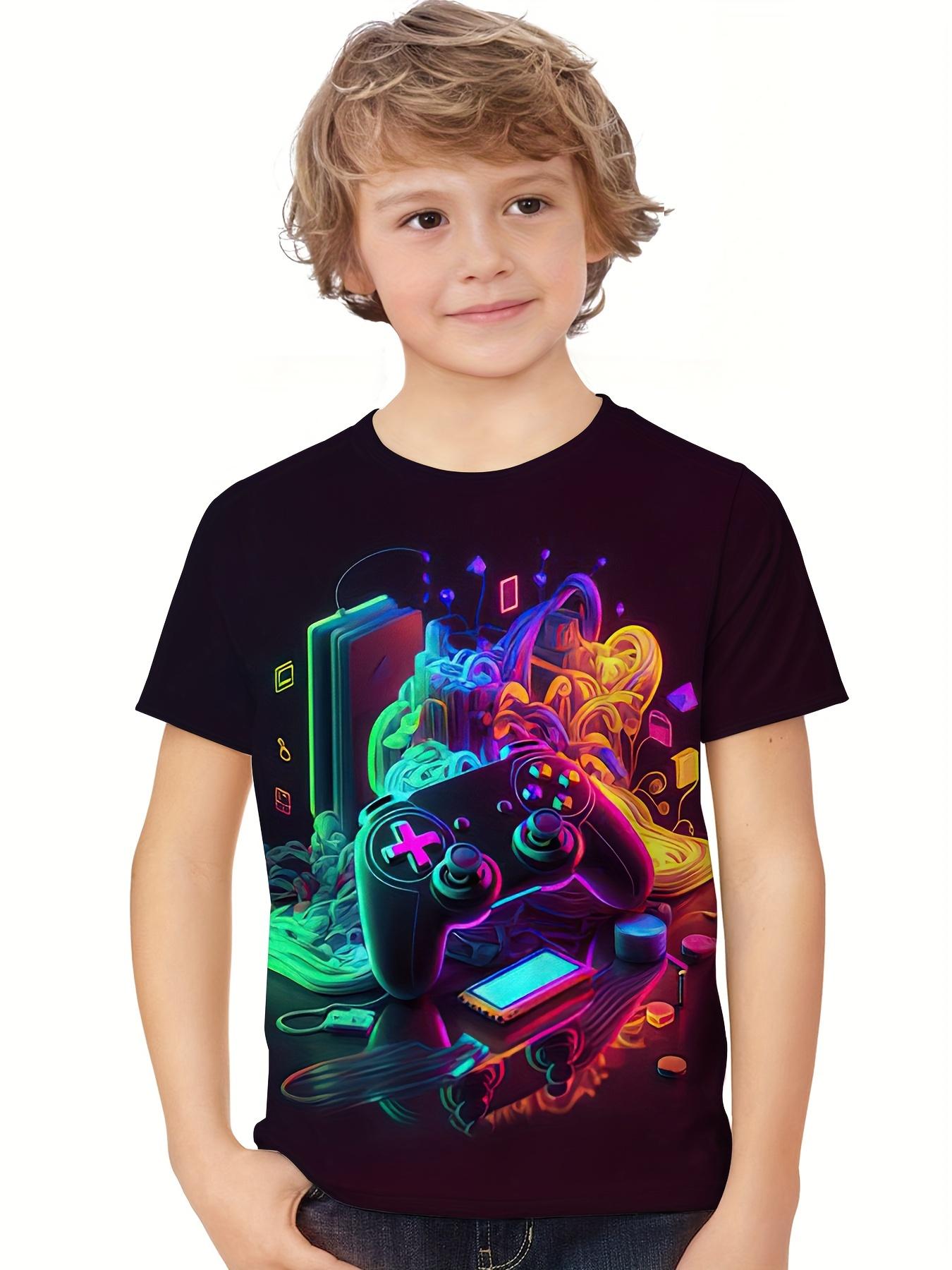Kinder Sommer Jungen Spiel Controller Mode 3d Gedruckt Kurzarm T-shirt Kinder Oansatz Casual T-shirt Streetwear Tops Kleidung 150
