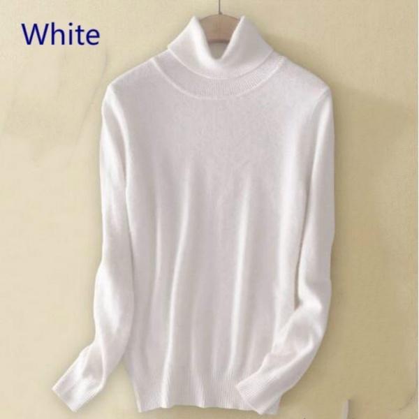 Pullover aus reinem Kaschmirwolle für Damen, gestrickt, Rollkragen, Kaschmirpullover, Pullover, Elastizität, Pull Femme, Stehkragen, Strickpullover 3XL weiß