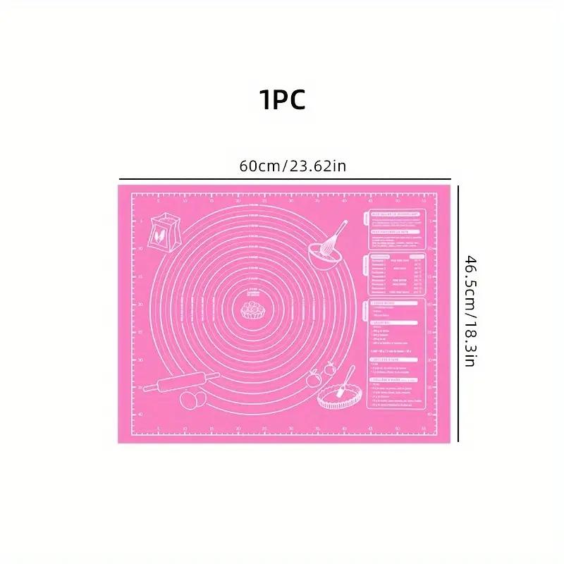 Antihaftbeschichtete Silikon-Backmatte zum Backen, Ausrollen und Kneten von Teig – Ideal für Kekse und Kuchen – Küchenwerkzeug mit Skala zum Backen an Feiertagen 60*45CM rosa