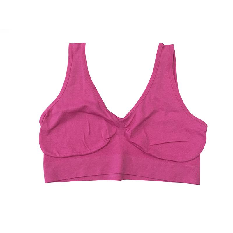 Damen-Sport-BH ohne Brustpolster oder Stahlringe, einfarbig, großes Tank-Top, einlagig, ohne Brustpolster, BH, Damenunterwäsche 3X rose rot
